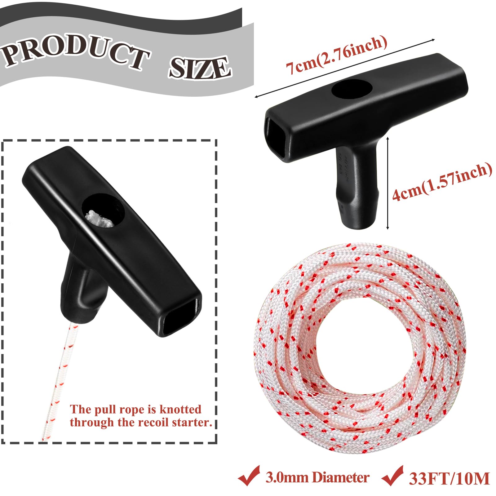 Klfte ergonomic starter handle 4-pack for comfortable pulls and reliable starts