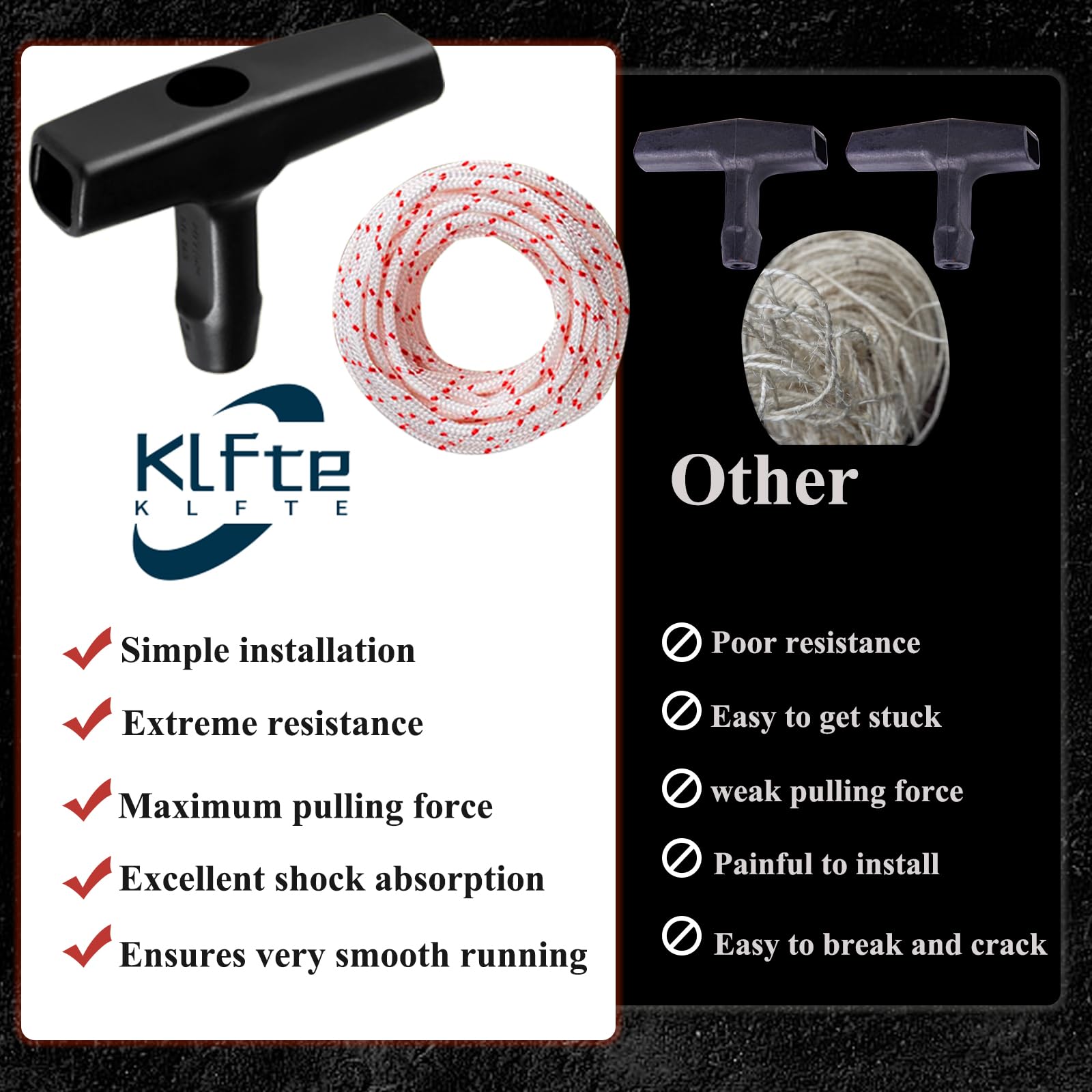 Klfte four replacement handles for palm-friendly grip during pulls