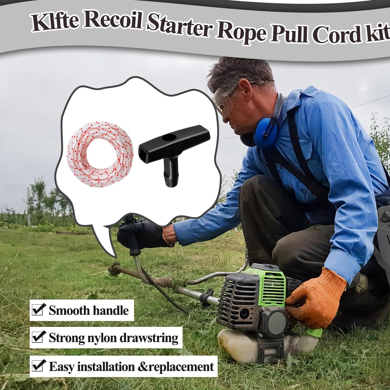 Klfte rope can be trimmed to fit exact starting cord length