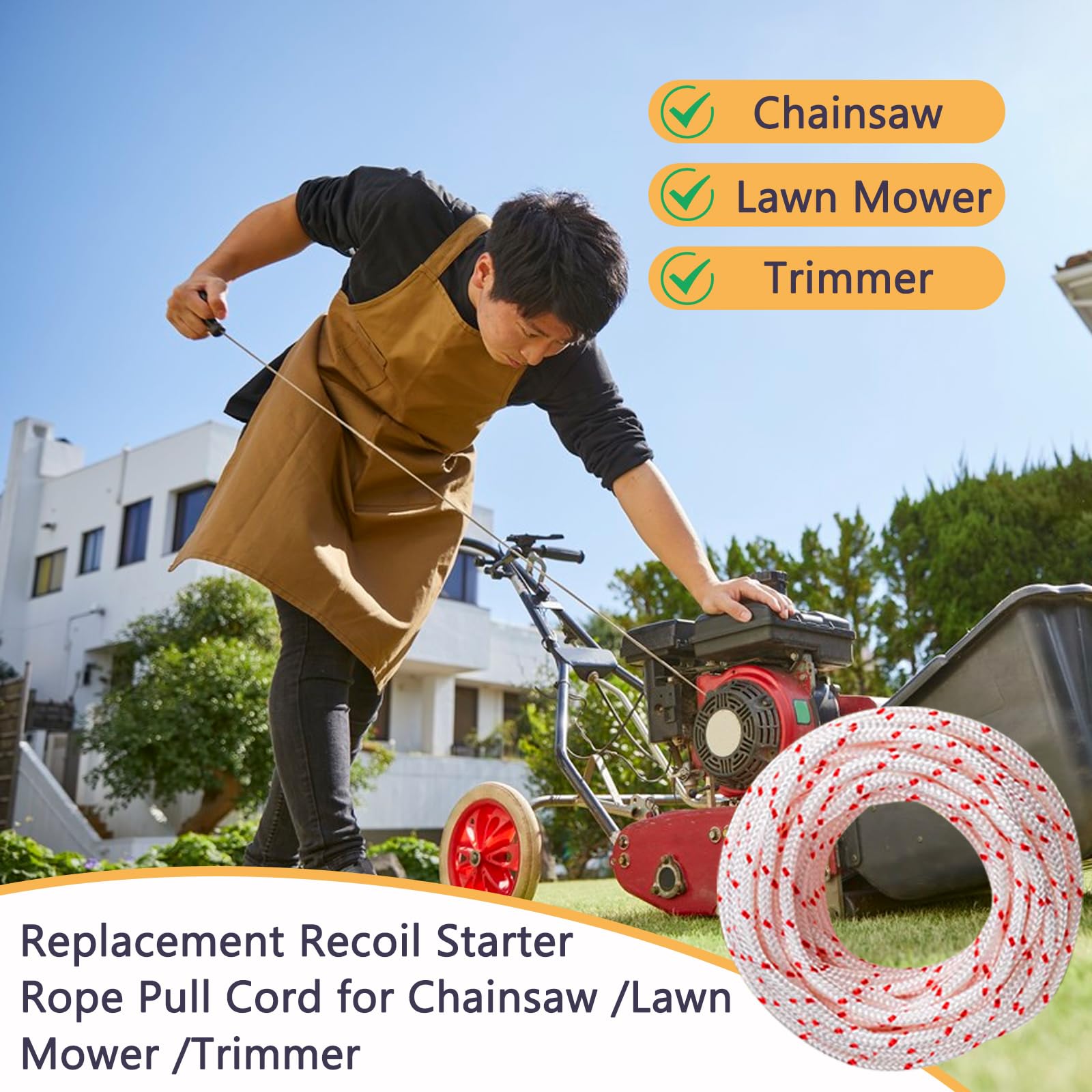 Klfte replacement rope suitable for lawn mowers and chainsaws.