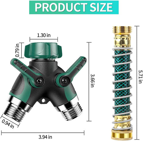 KLMNDUO garden hose splitter 360-degree rotation for flexible setup.