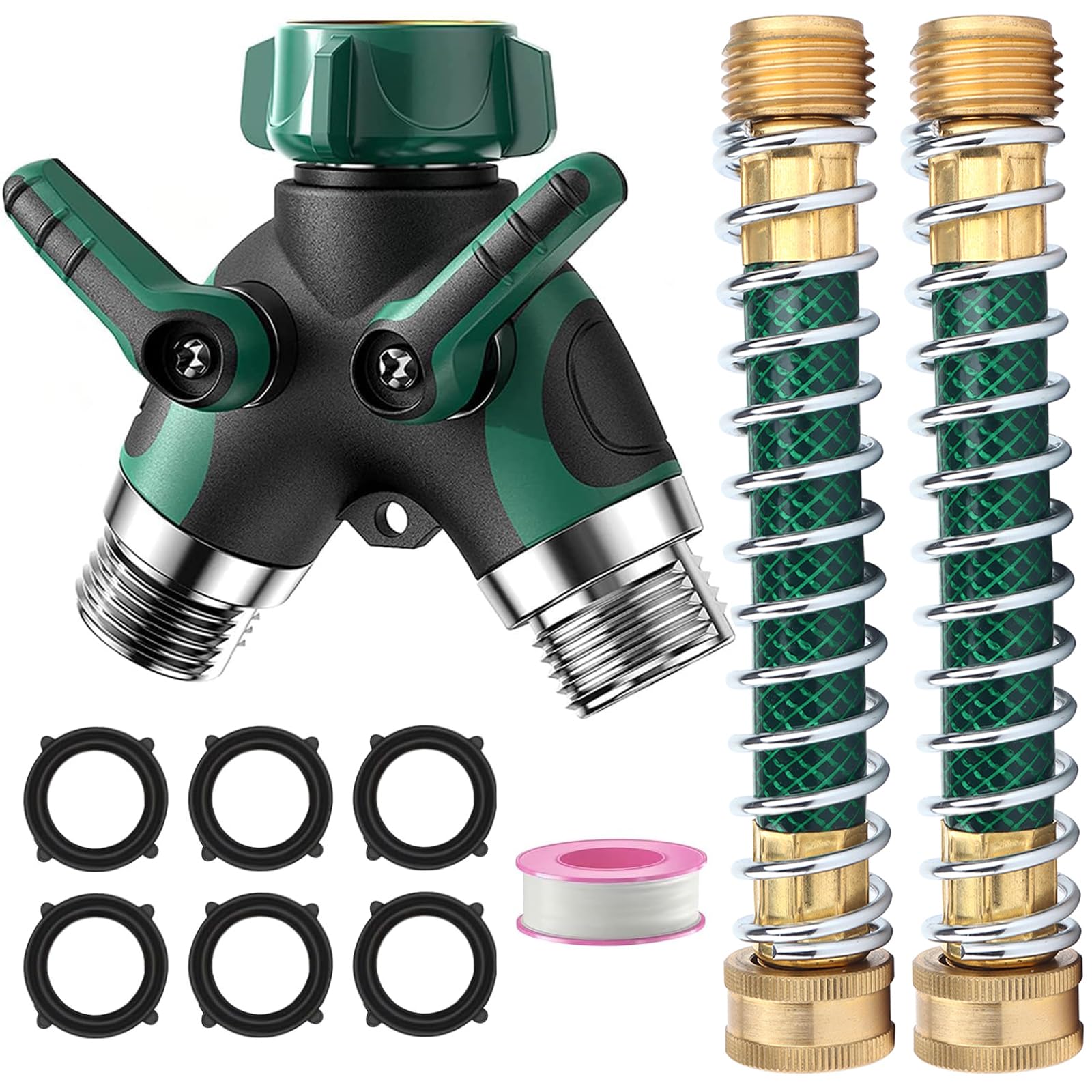 KLMNDUO garden hose splitter metal body for durable outdoor use.