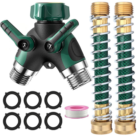 KLMNDUO garden hose splitter metal body for durable outdoor use.