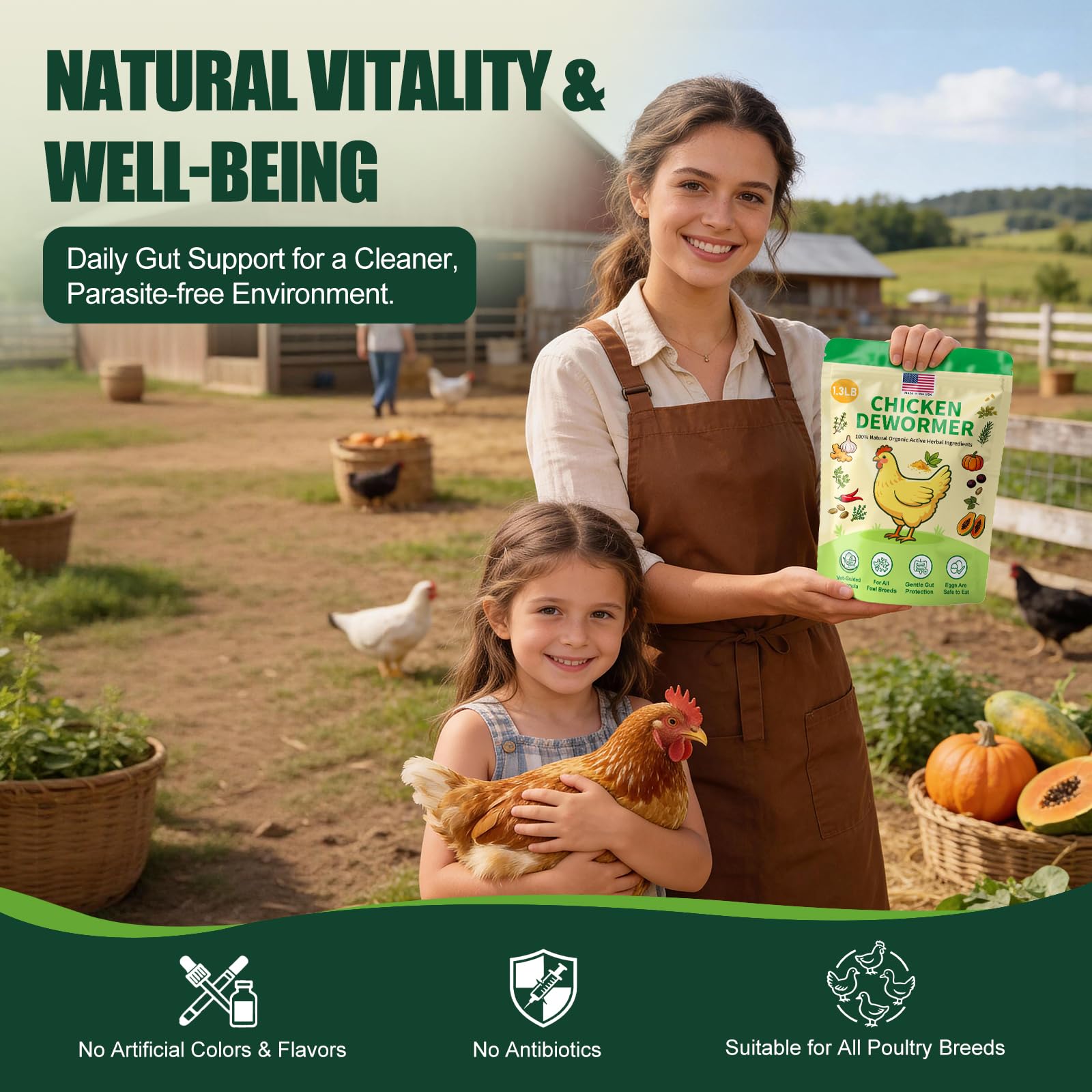 KLUORAN backyard-flock nutrition supports daily health in hens and roosters.