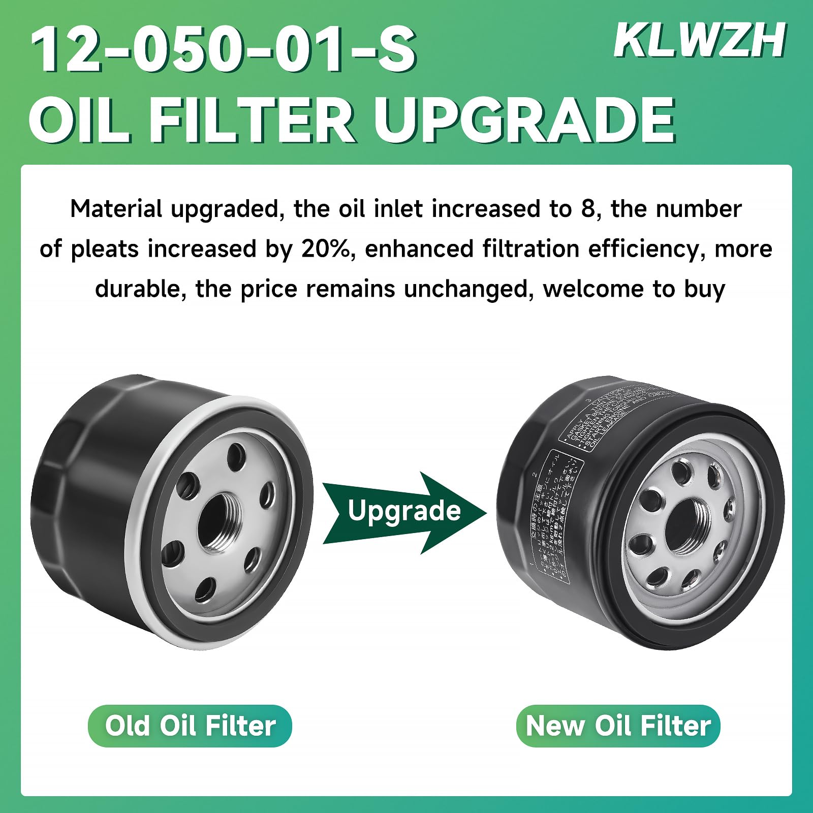 KLWZH oil filter in use on a lawn mower engine for easy maintenance