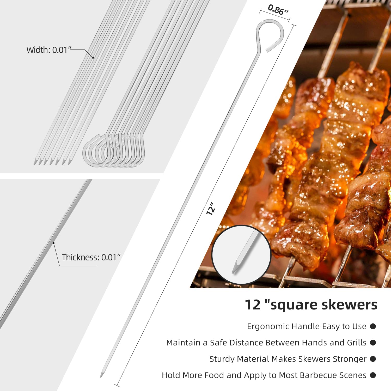 Klyphex stainless-steel skewers resist rust for reliable outdoor barbecuing.