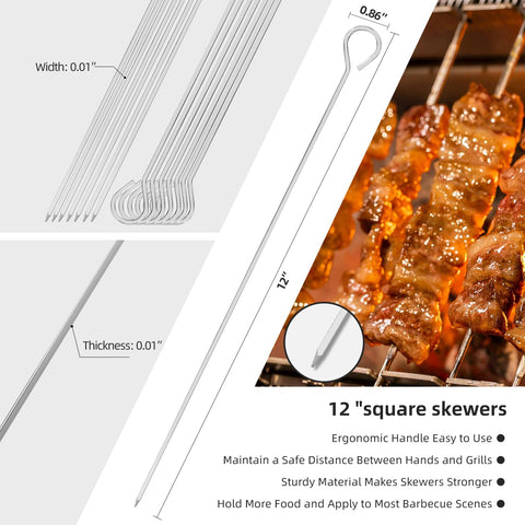 Klyphex stainless-steel skewers resist rust for reliable outdoor barbecuing.