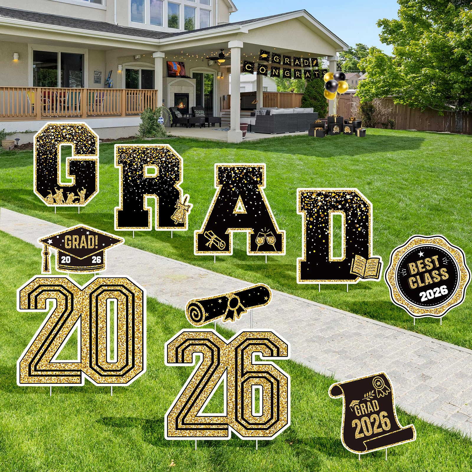KLYRO graduation badge mini sign enhances festive accents in yards.