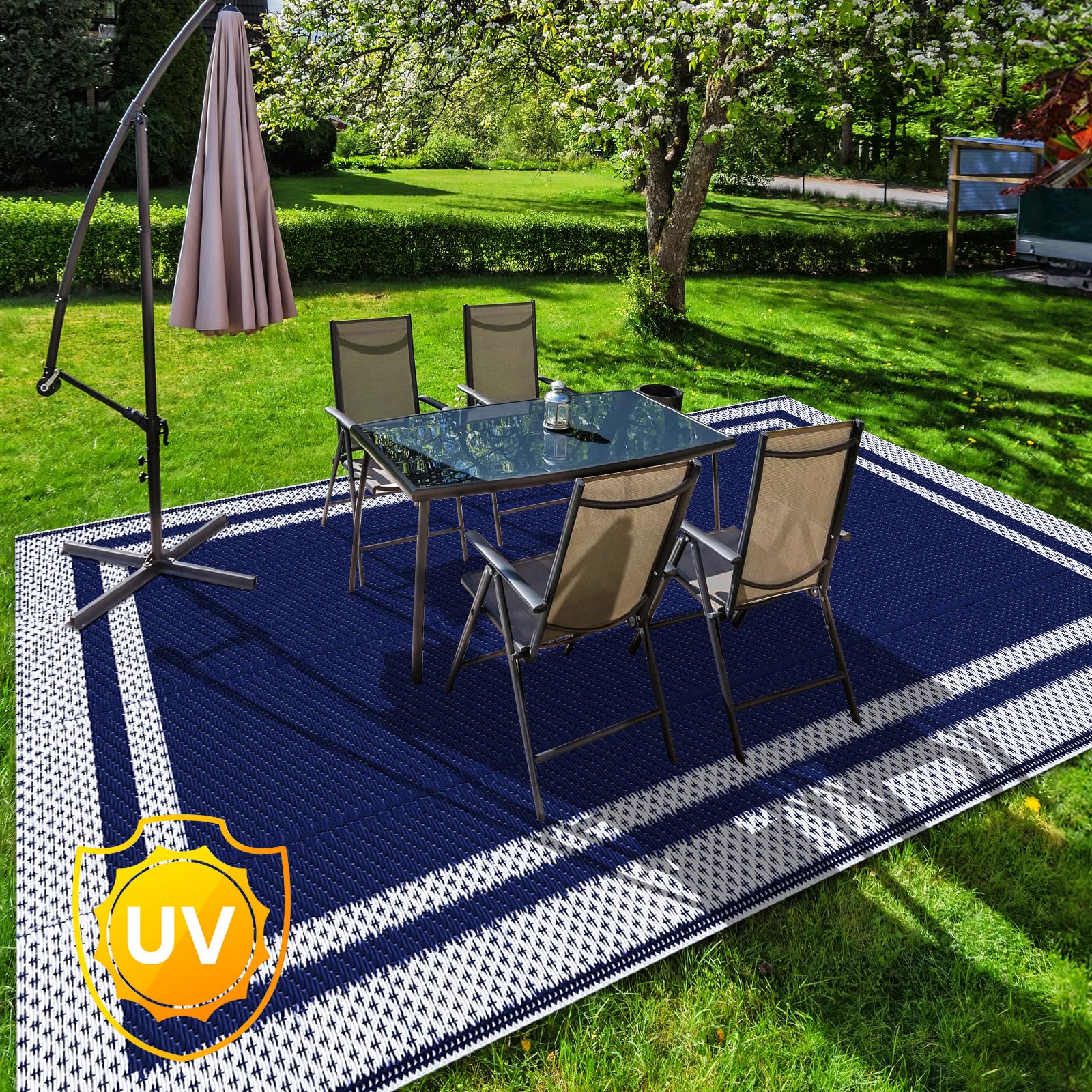 KMAT outdoor rug ideal for deck, patio, and camping spaces