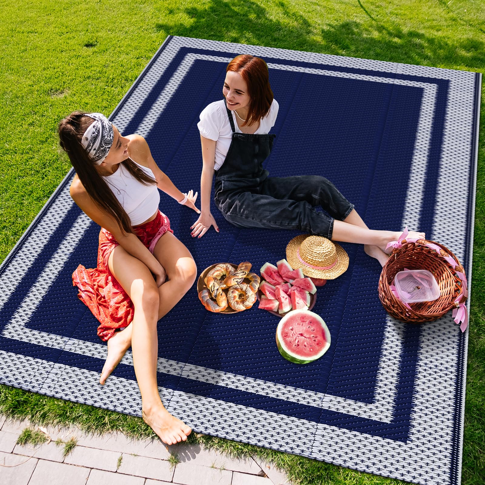KMAT outdoor rug double-sided weave offers versatile style