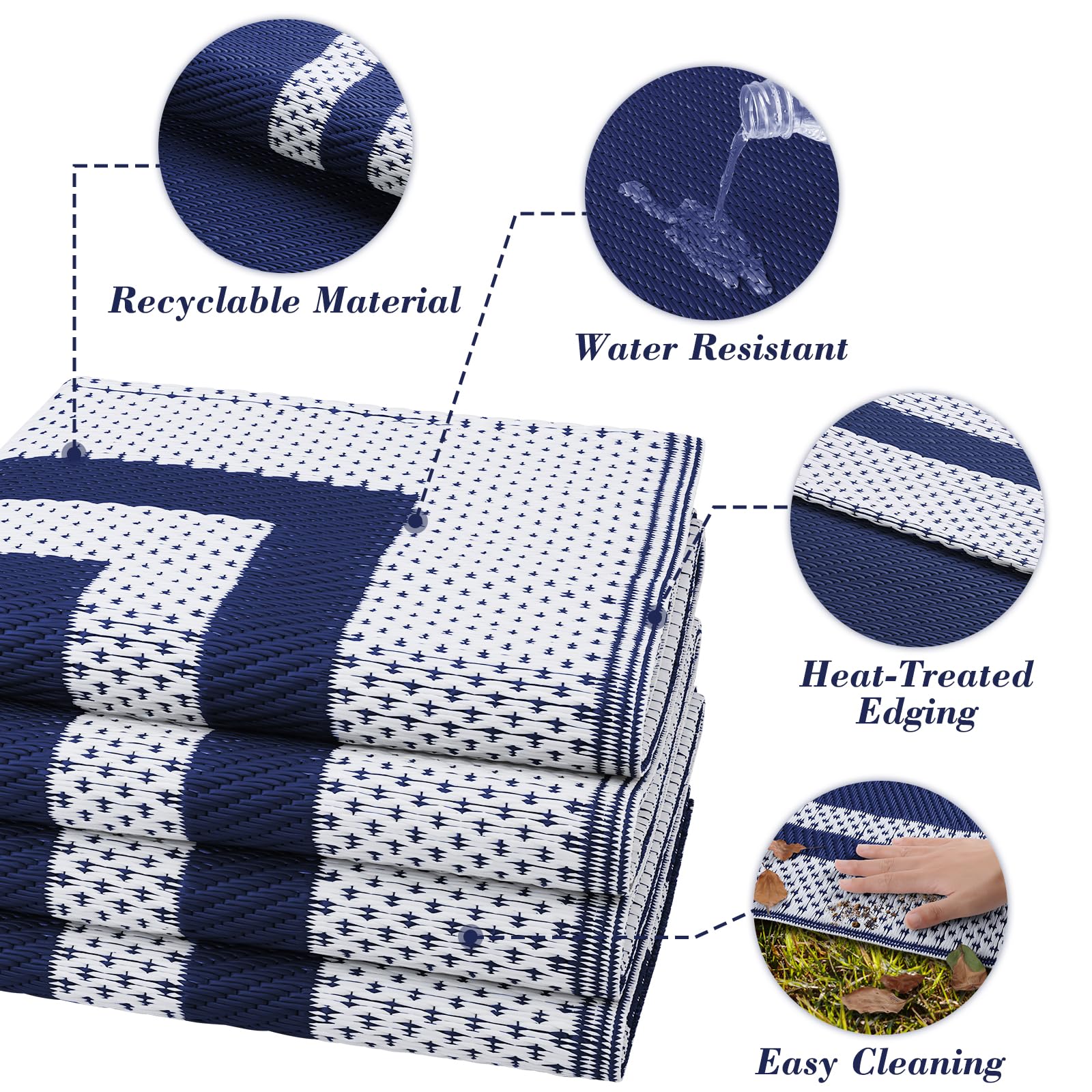 KMAT outdoor rug easy-clean waterproof surface handles spills
