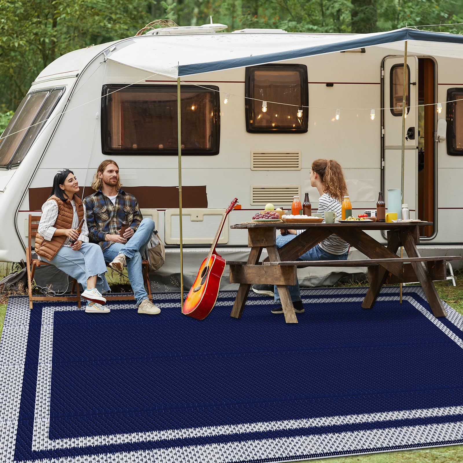KMAT outdoor rug portable storage folds neatly when not used