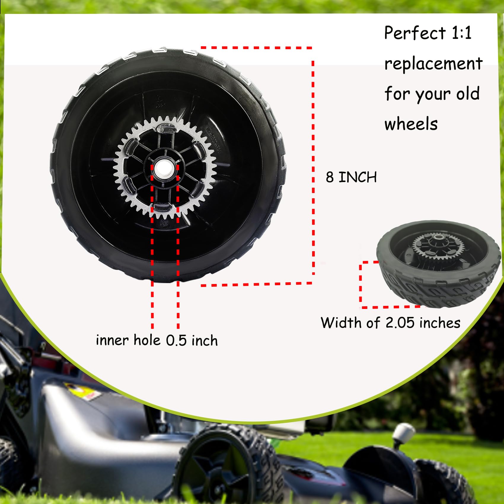 KMHGD rear wheel replacement for HRN216 delivers smooth rolling.