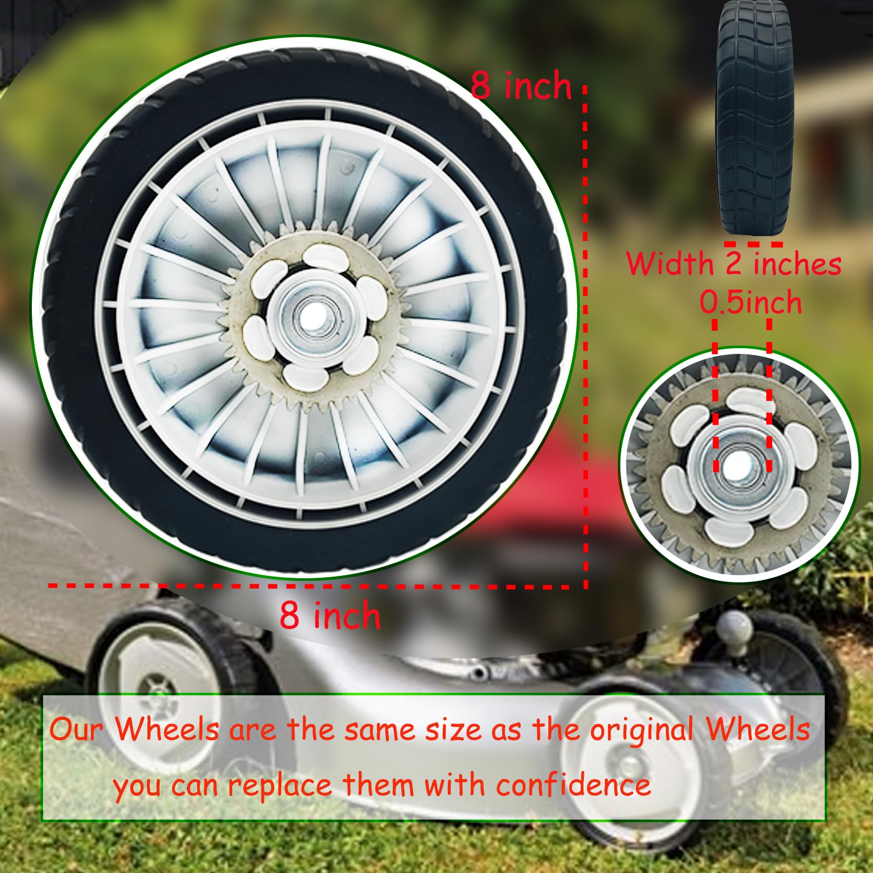 8-inch KMHGD wheels replace original specs for smooth rolling.