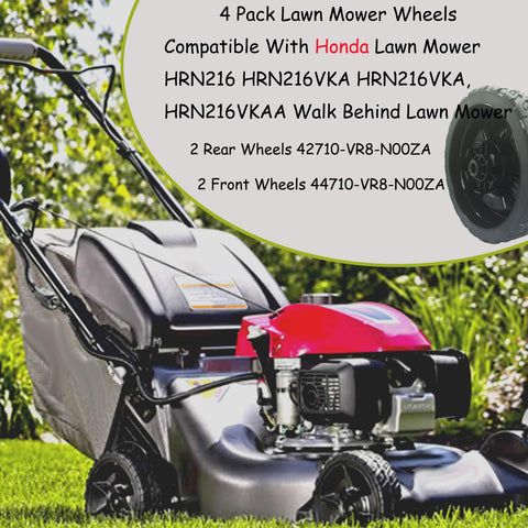 Close-up of KMHGD 8-inch lawn mower wheel with durable material.