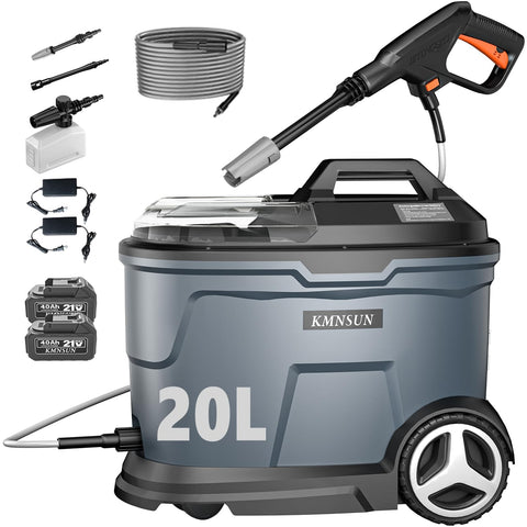 KMNSUN portable pressure washer with 20L water tank for extended outdoor cleaning