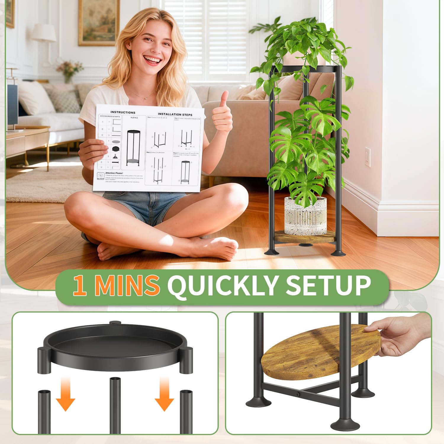 KMOTASUO 2-Tier Stand keeps spills contained with raised-edge tray.