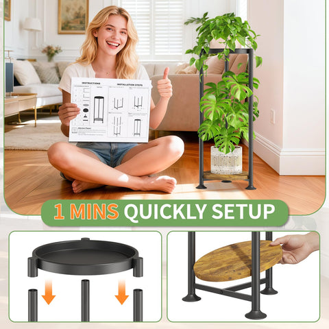 KMOTASUO 2-Tier Stand keeps spills contained with raised-edge tray.
