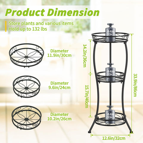 KMOTASUO 33-inch plant stand elevates pots for easy window draping.