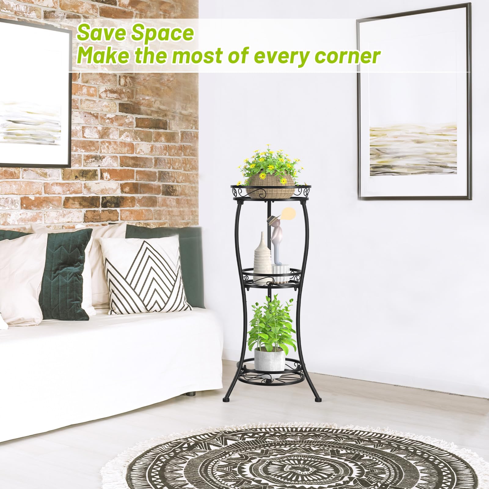 KMOTASUO corner-space saver transforms nooks into lush displays.