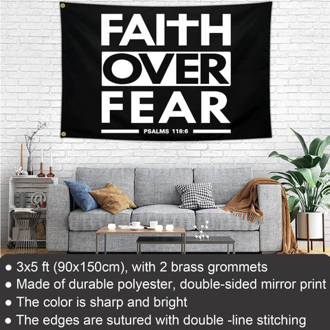 Kmxzint Christian flag, double-sided print with message readable on one side