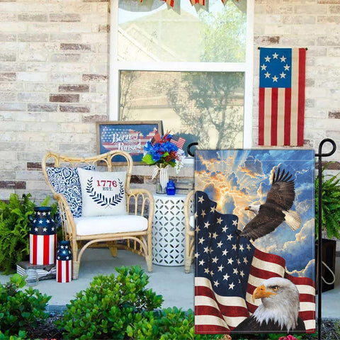 Kmxzint front door display flag featuring an eagle