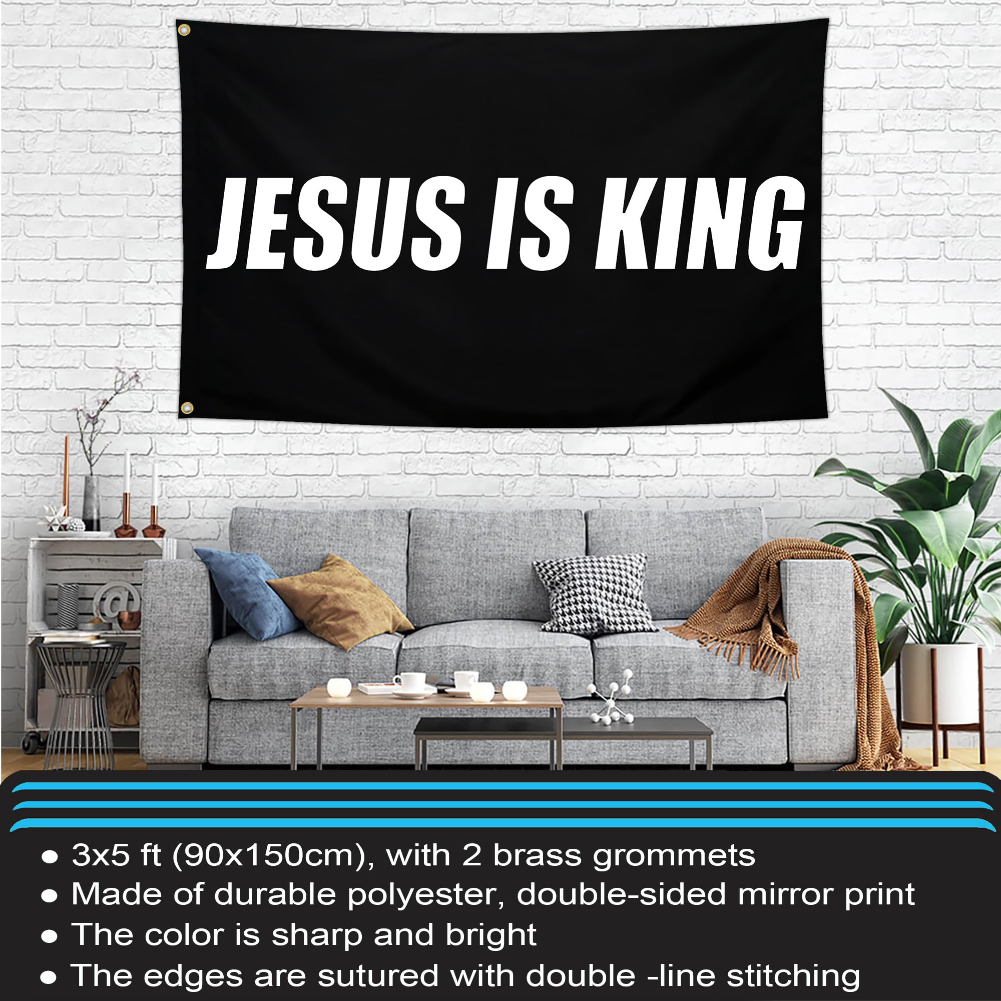 Kmxzint Jesus is King flag 3x5 ft size for bold visibility