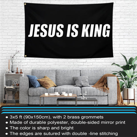 Kmxzint Jesus is King flag 3x5 ft size for bold visibility