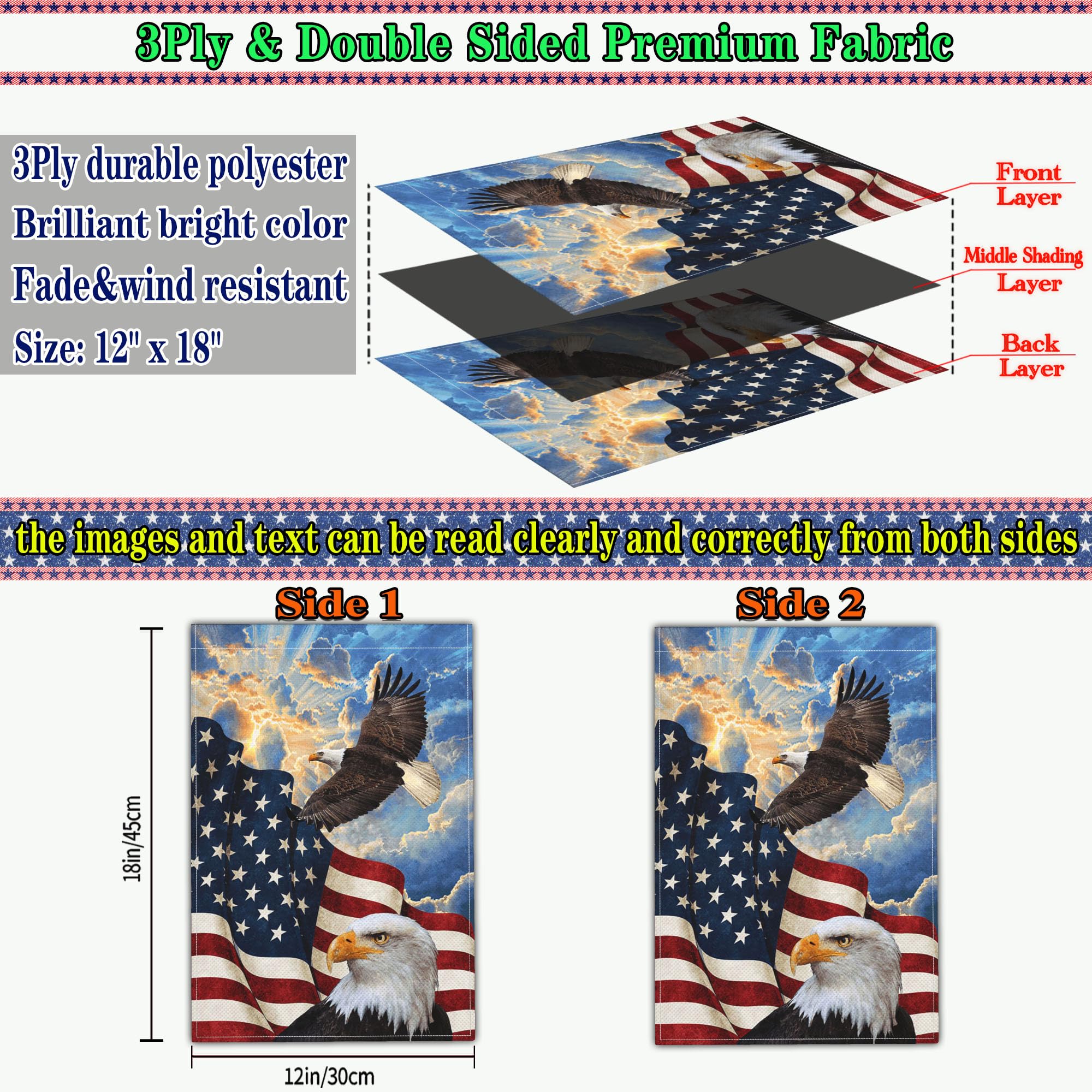 Kmxzint patriotic garden flag for porch or yard