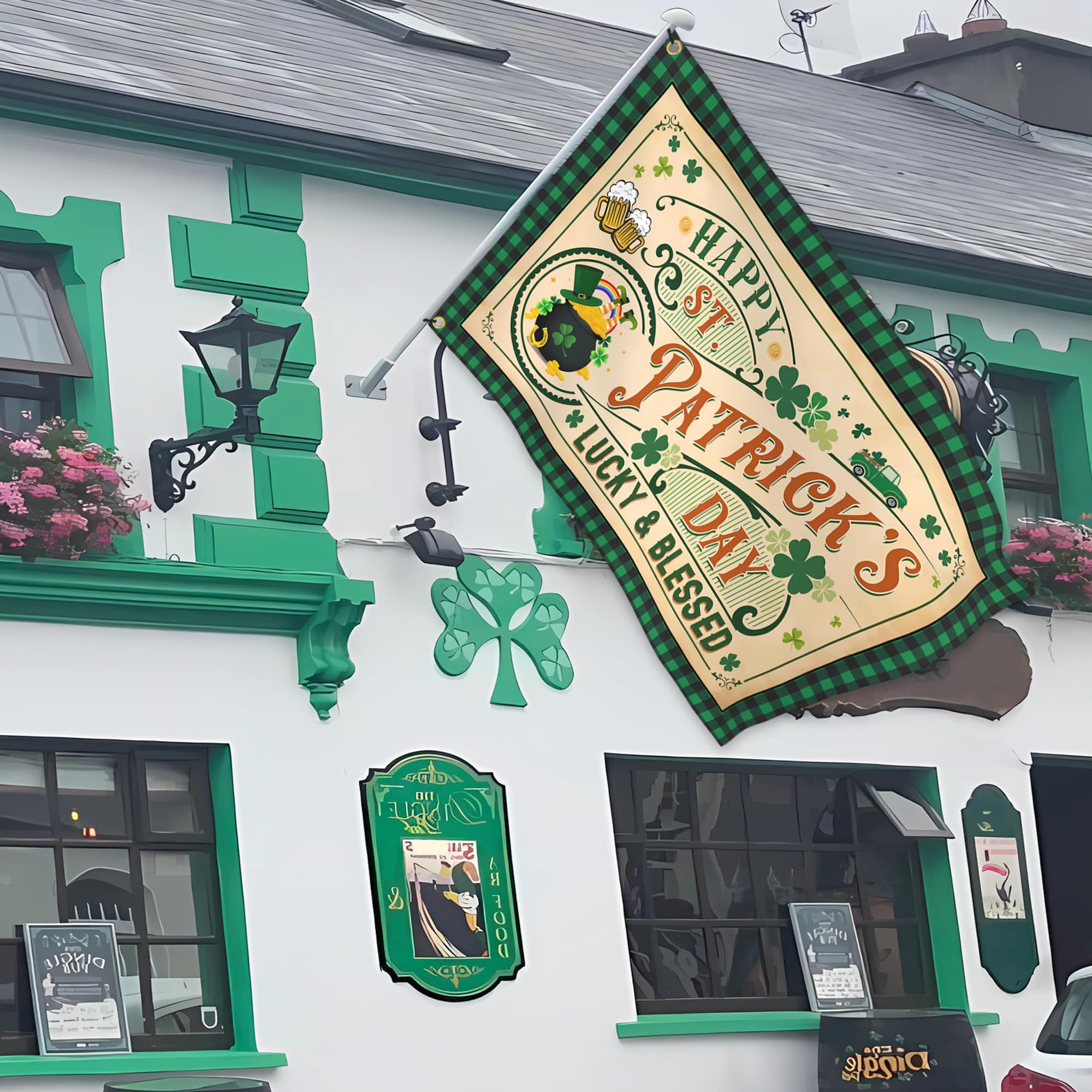 KNAPAL double-sided St Patrick's flag enhances indoor and outdoor decor versatility.