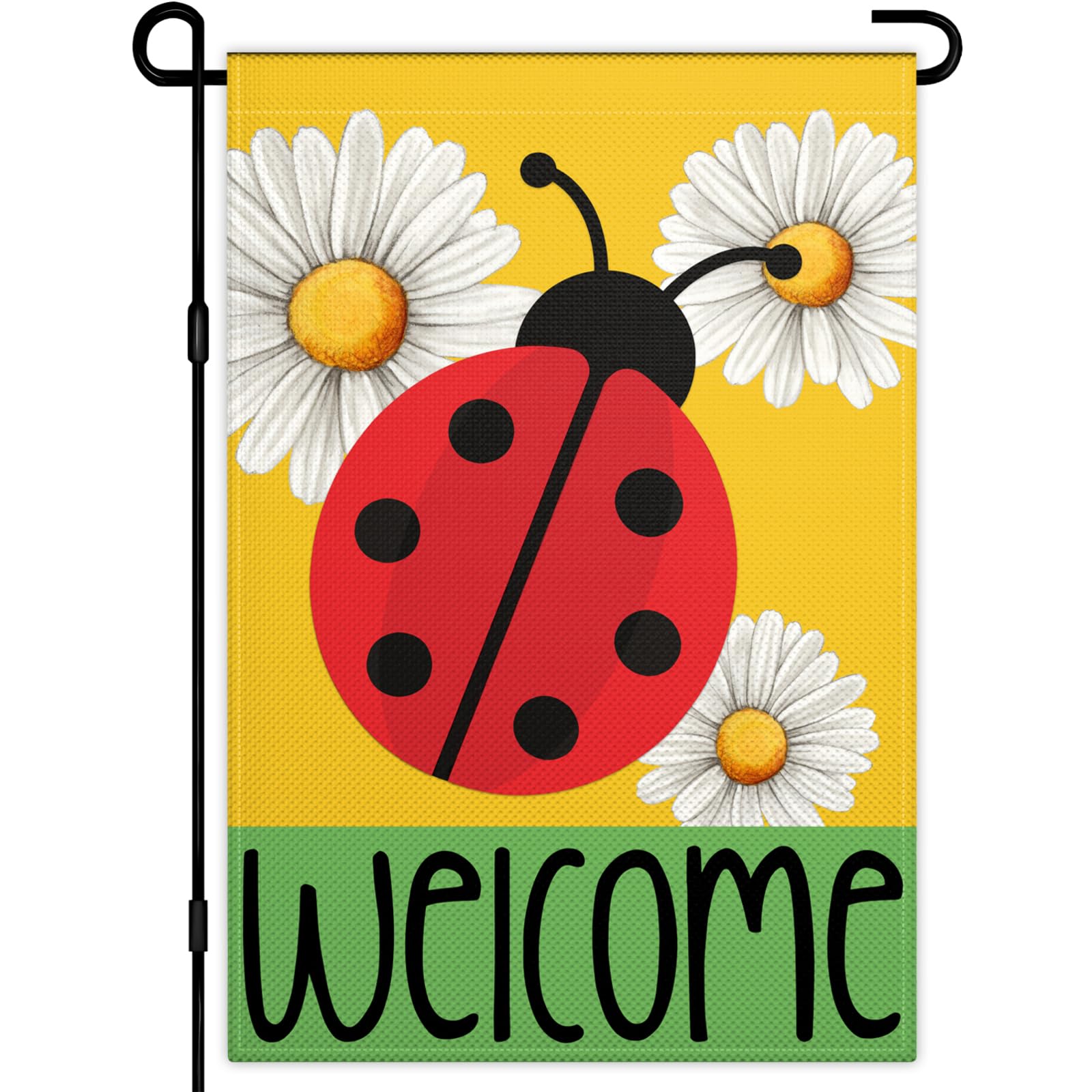 KNAPAL Ladybug Garden Flag with Daisy Welcome, vibrant outdoor decor