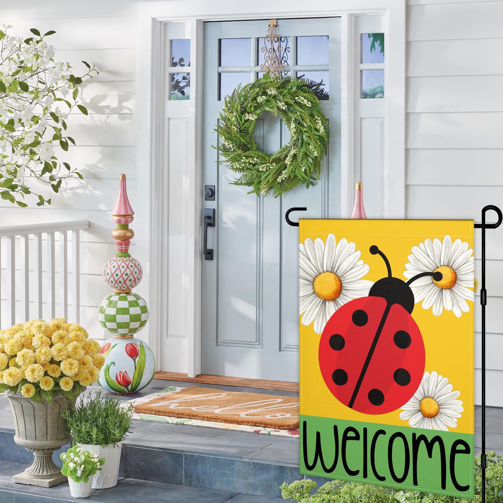 KNAPAL Ladybug Garden Flag double-sided print for visibility