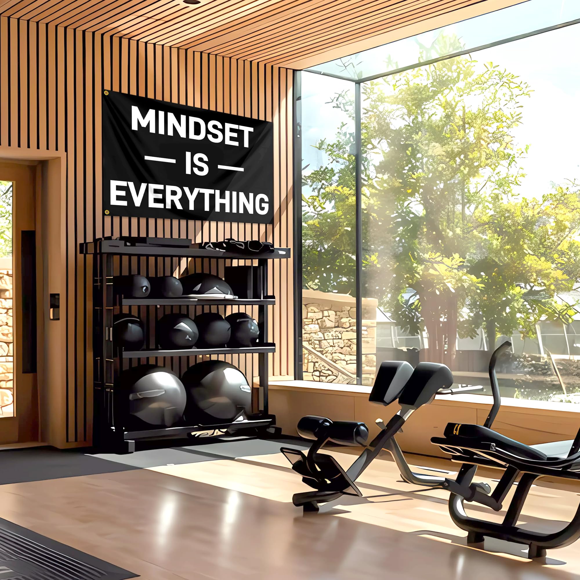KNAPAL Mindset gym wall decor flag promotes an energized training space