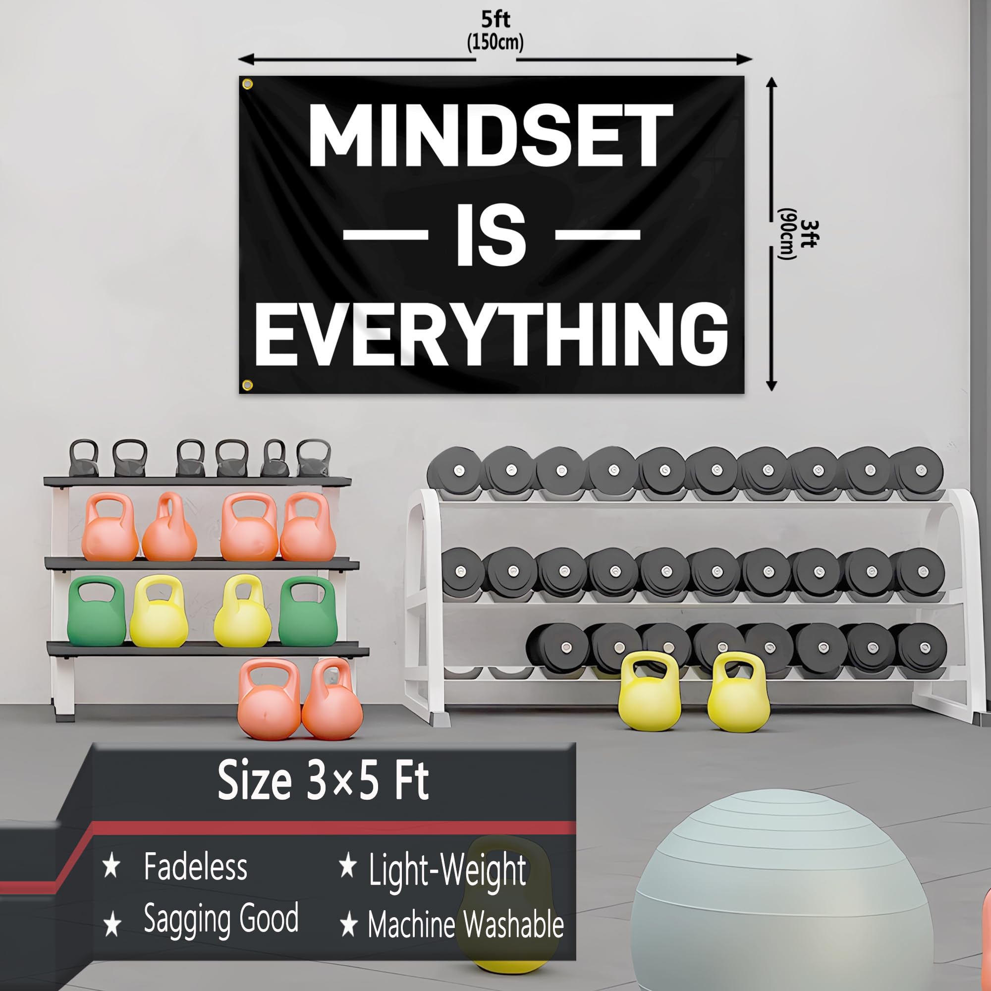 KNAPAL Mindset is Everything flag back view reinforces motivation for study and workouts