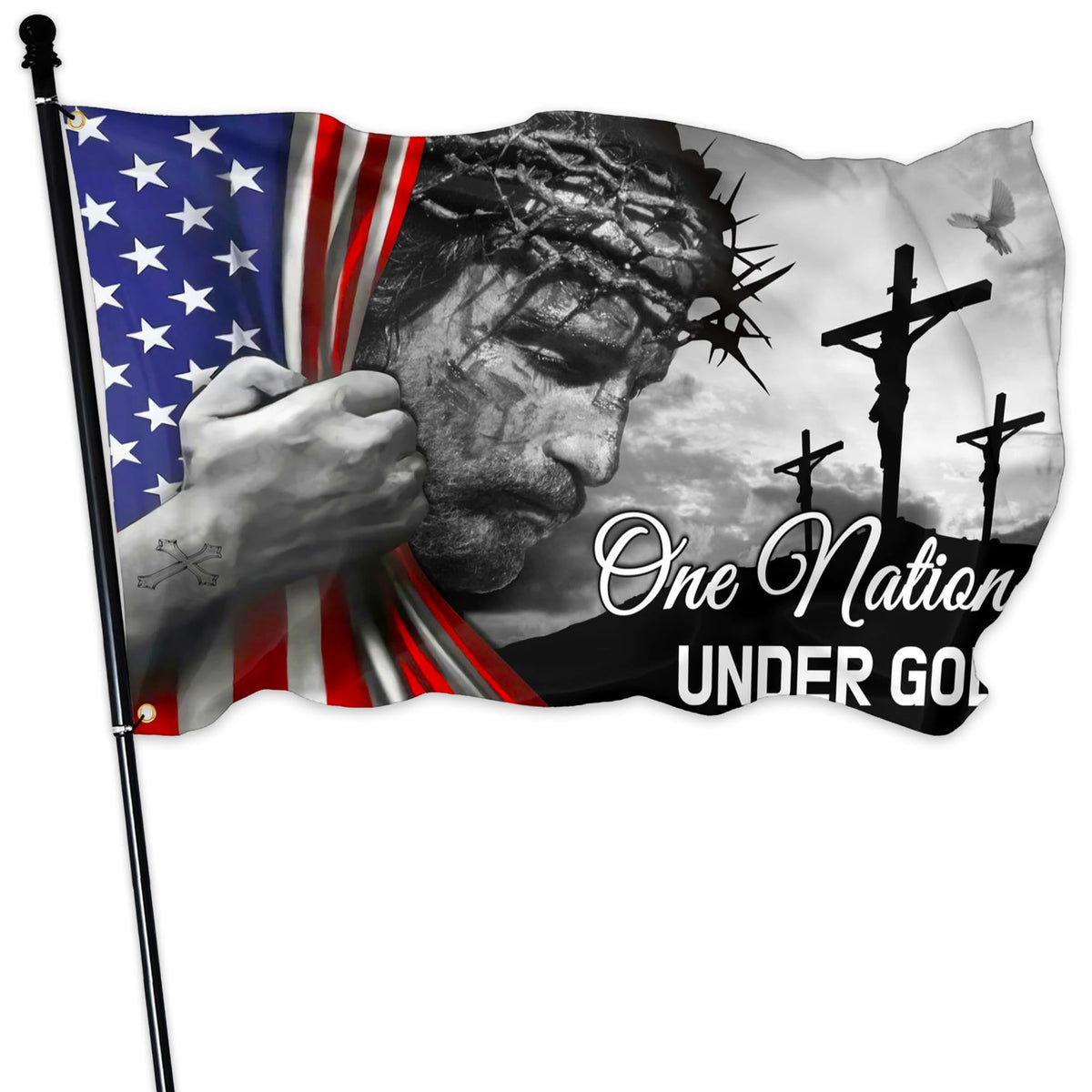 KNAPAL One Nation Under God flag 3x5 ft outdoors, durable and vivid for yard display
