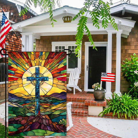 KNAPAL outdoor-ready Christian flag for lawn or wall display