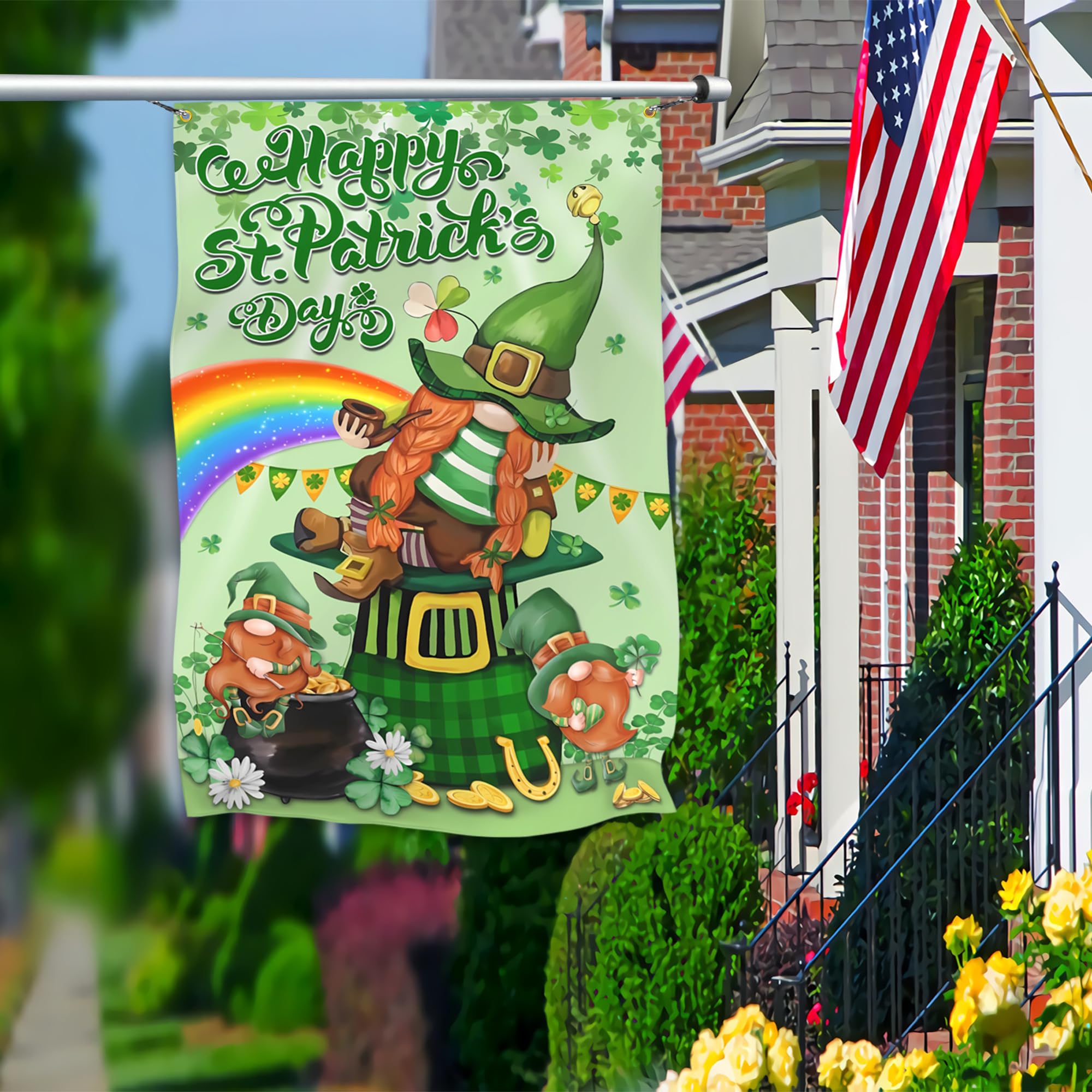 KNAPAL St Patrick's Day flag durable polyester withstands wind and rain for celebrations.