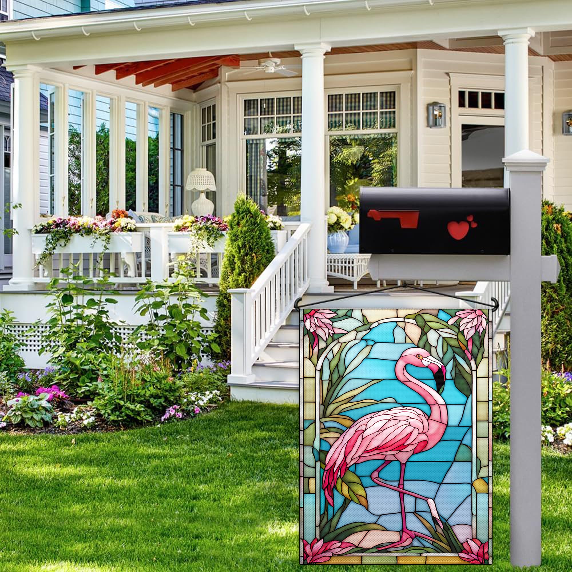KNAPAL Flamingo flag with tropical flair to brighten summer yard spaces.