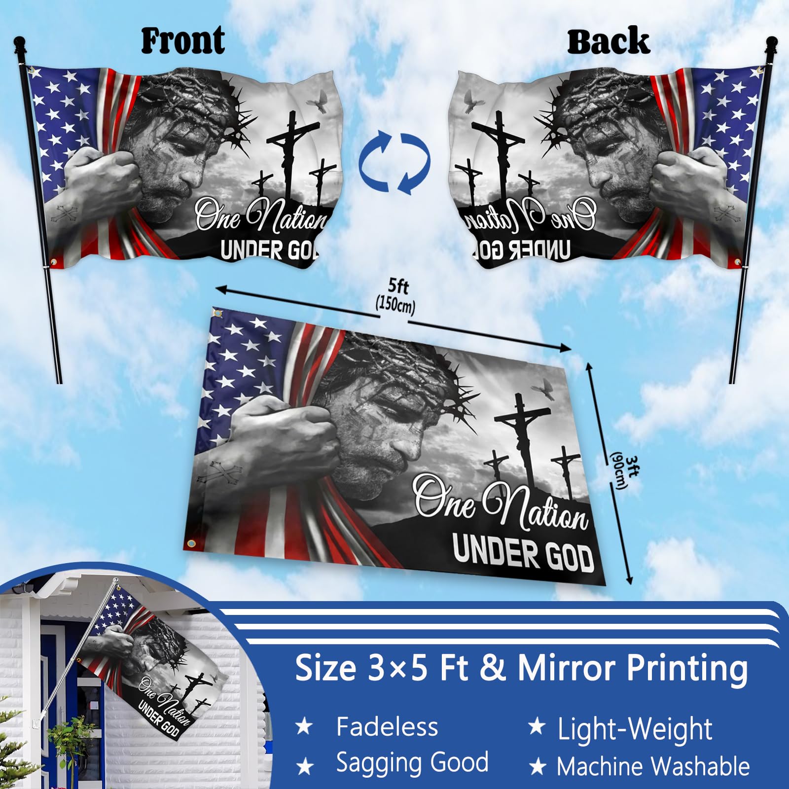 KNAPAL yard flag with Christian imagery for patriotic outdoor decor