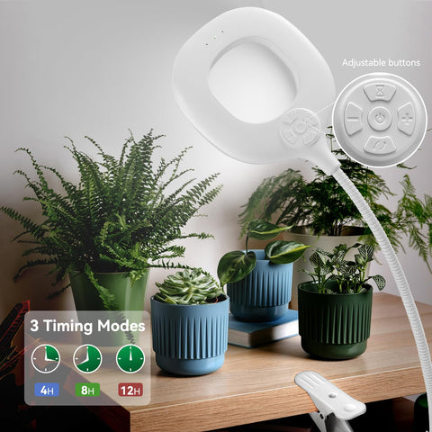 KNHUOS clip-on plant light illuminates desk plants evenly for healthy growth