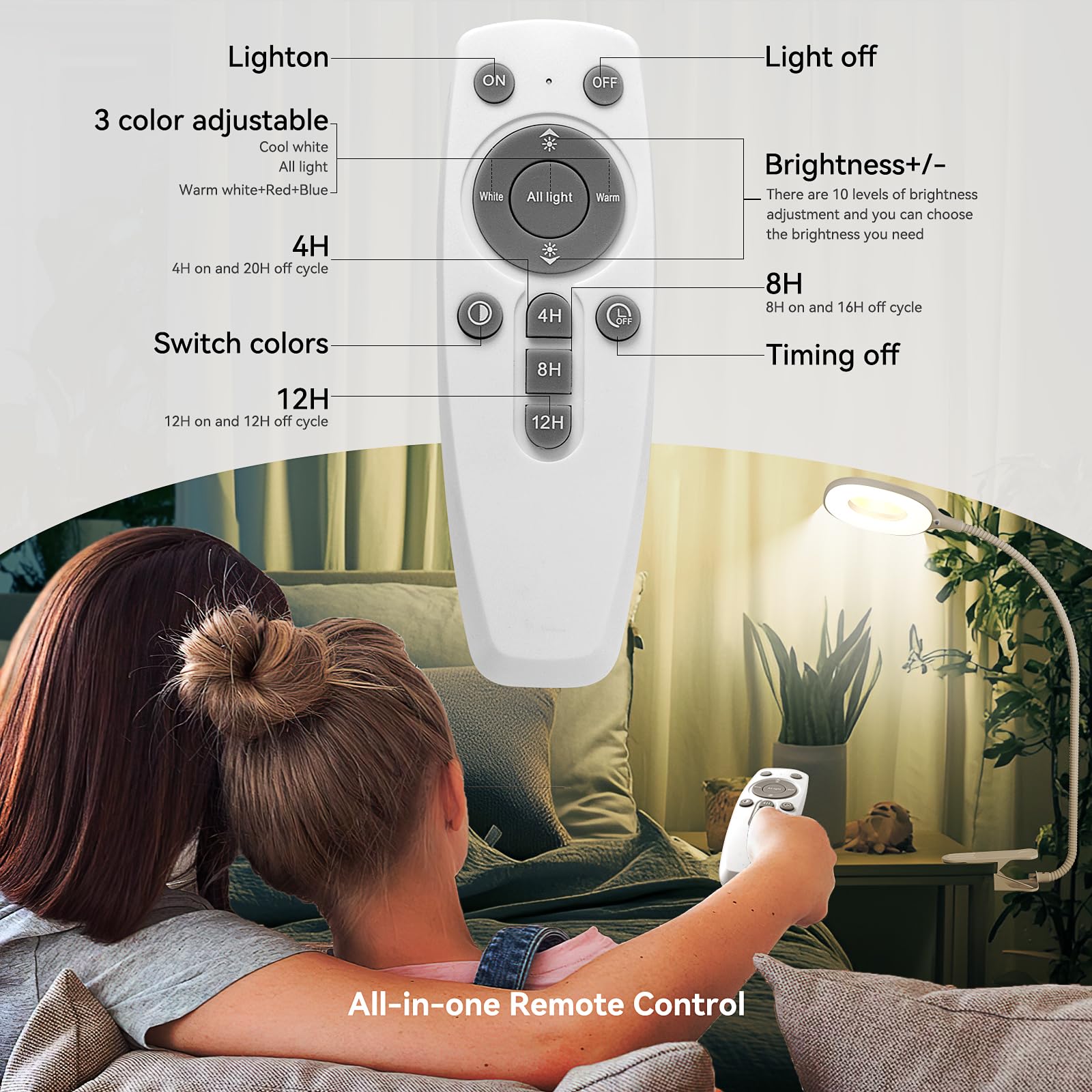 KNHUOS gooseneck lamp adjustable angle directs light to low-growing greens