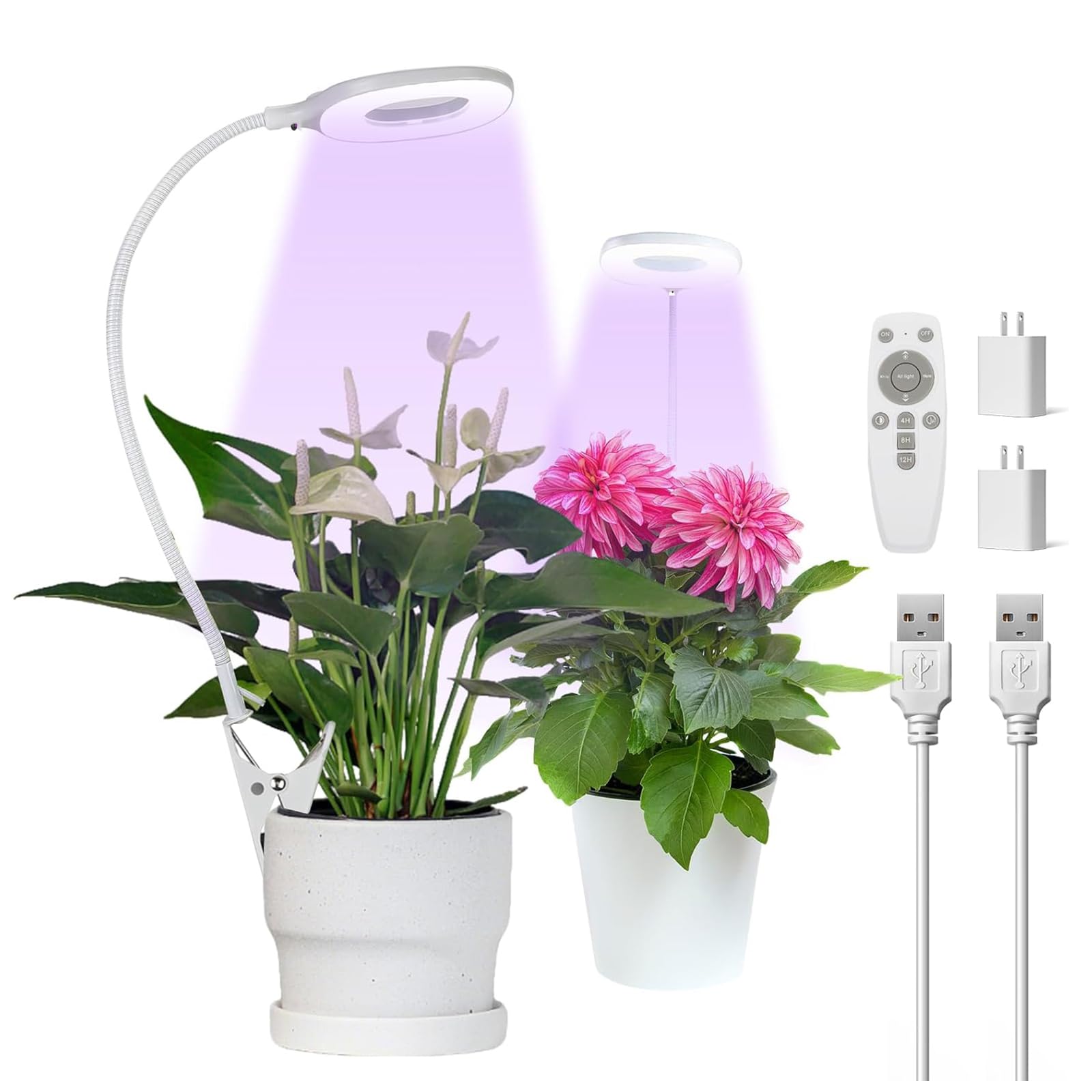 KNHUOS clip-on grow light on a shelf for indoor plants supports healthy growth