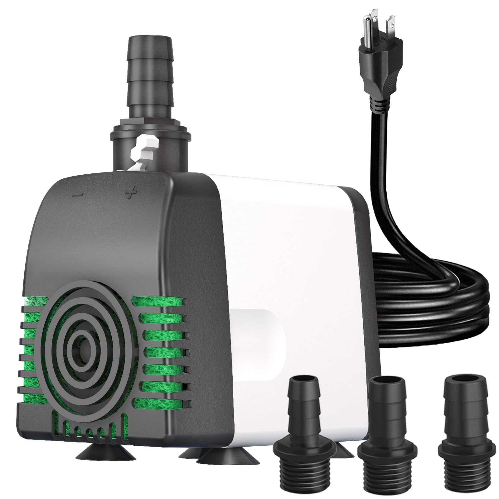 Knifel 800GPH submersible pump front view for quiet fountain operation.