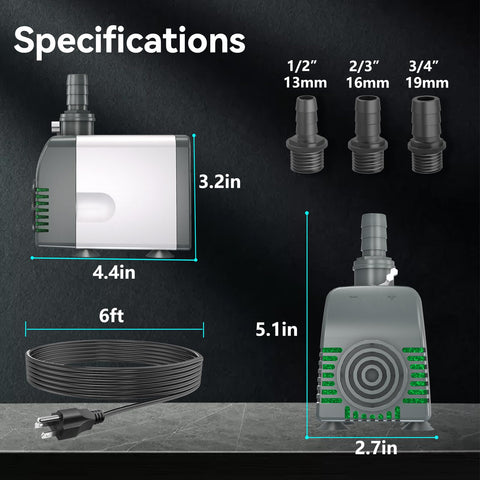 Knifel 880GPH removable suction cups enable secure horizontal or vertical mounting