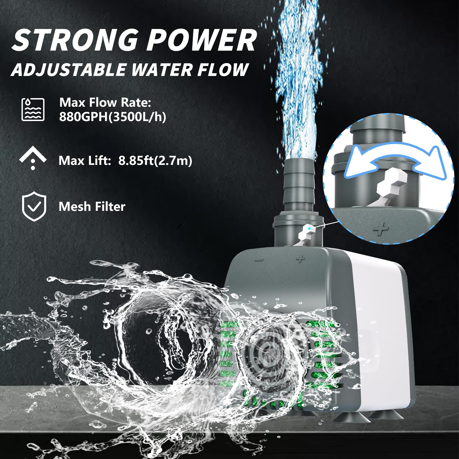 Knifel foam filter blocks debris to prevent clogs