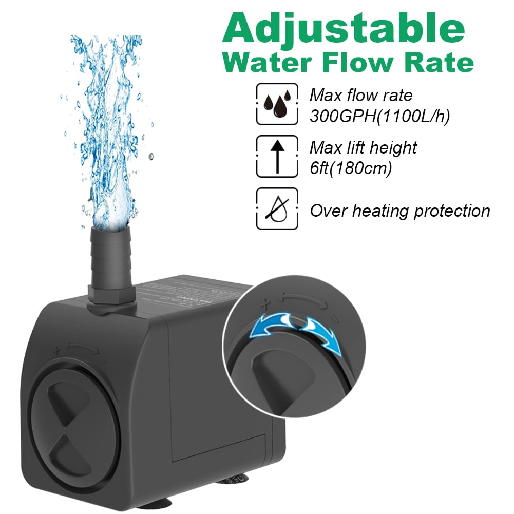 Knifel submersible pump with 6ft lift for reliable pond circulation.