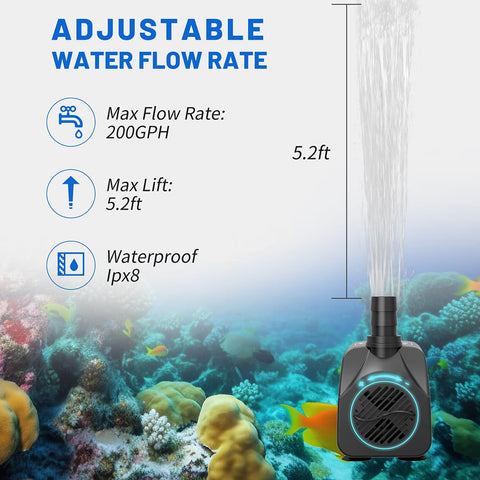 Knifel pump featuring flow control knob for adjustable water pressure.