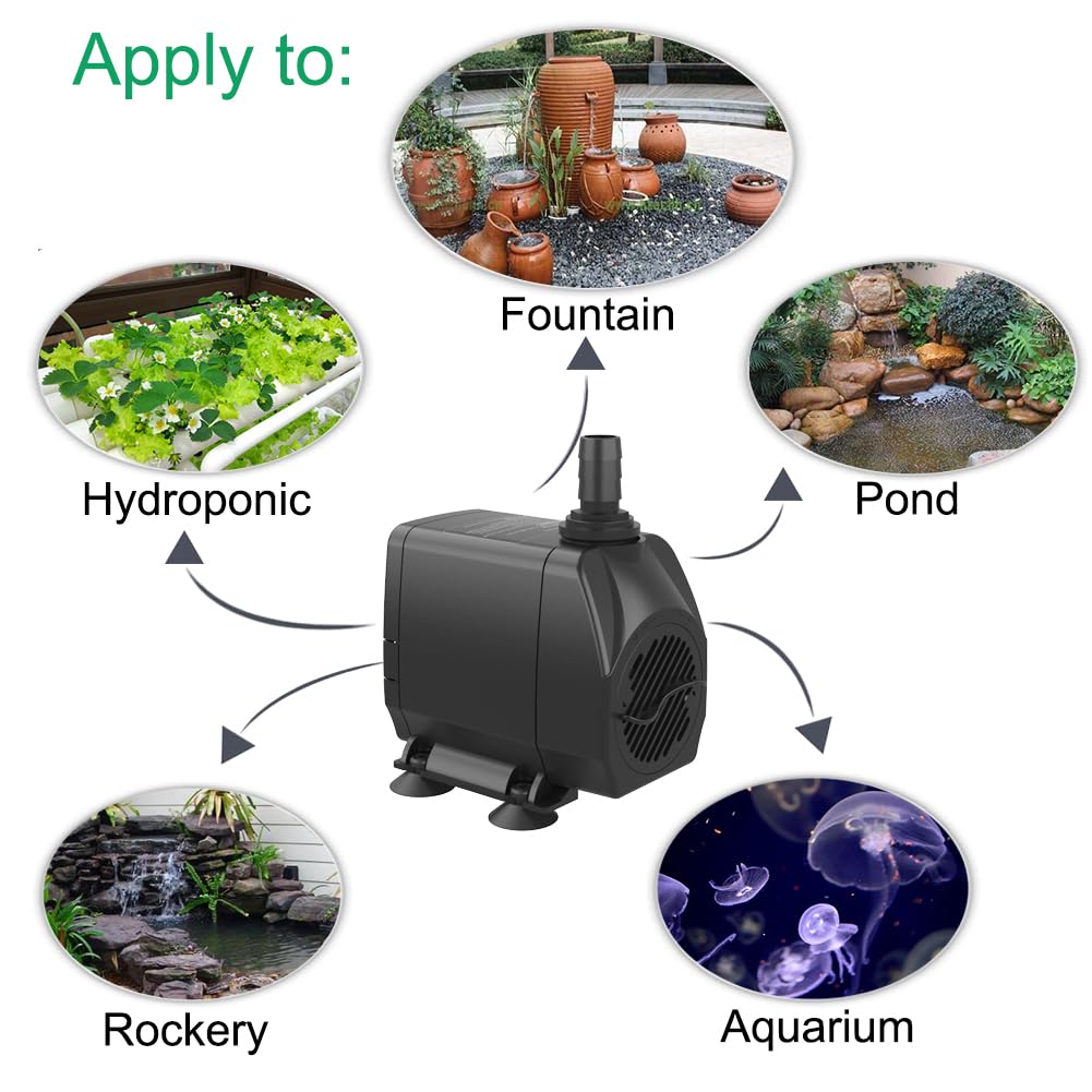 Knifel pump used in pond installation for gentle water movement.