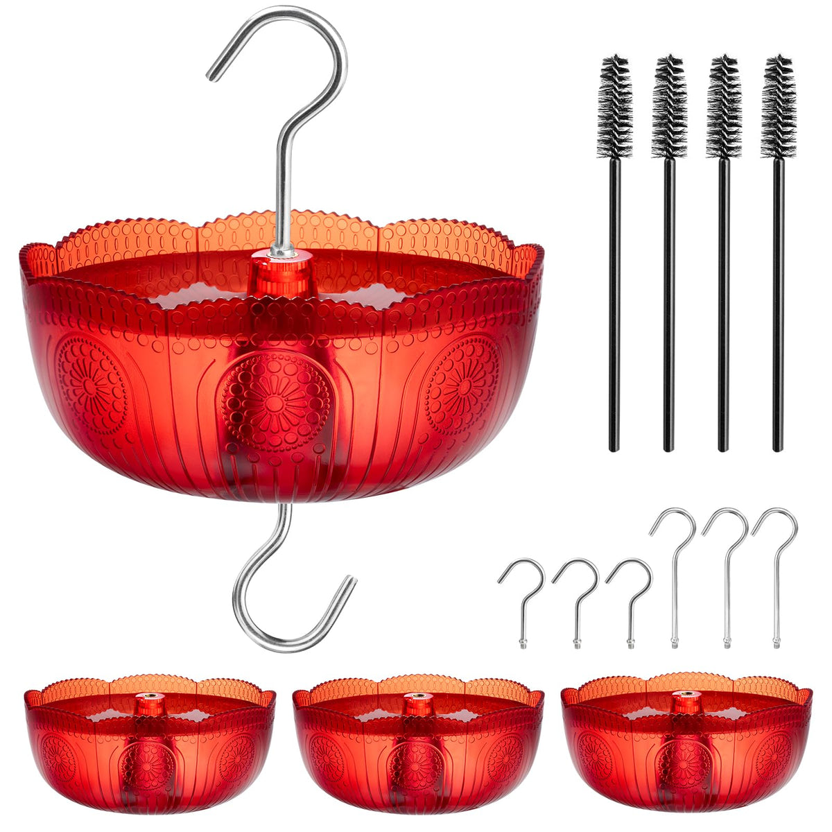 Knowone ant moat for hummingbird feeder; 6oz capacity and front view to deter ants.