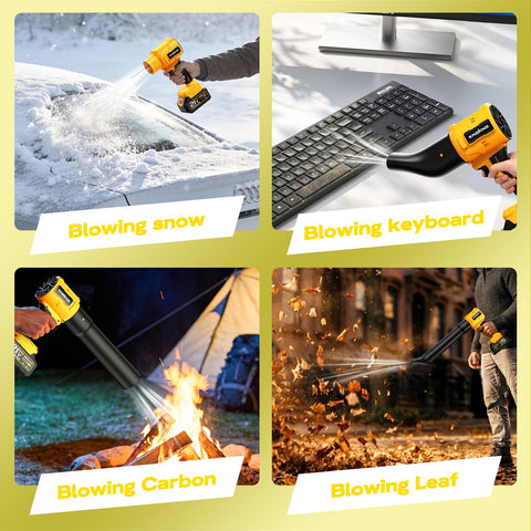 KNSKNS cordless leaf blower rear view with dual batteries for uninterrupted cleaning.